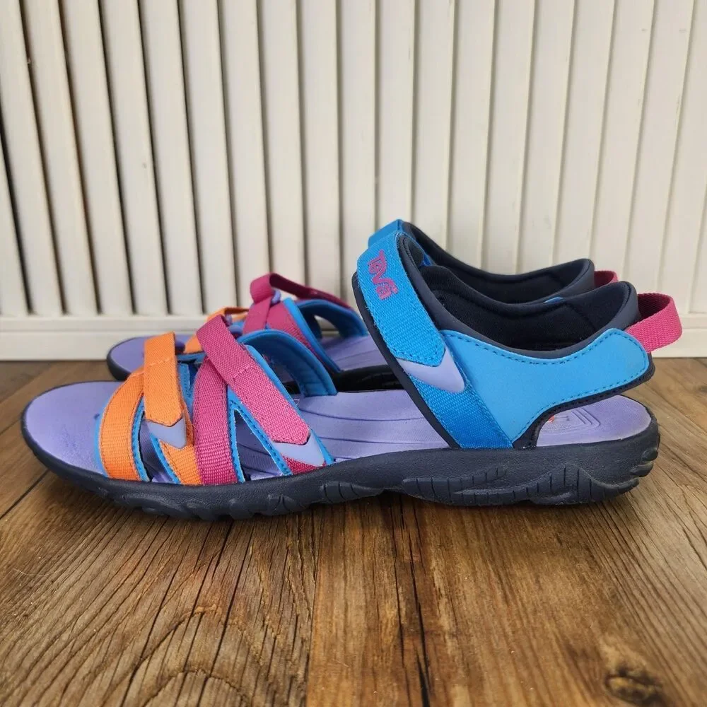 Teva Tirra Big Kids Sz 6 Sandals Blue Rose Multi Colorful Hiking Beach 1019395Y